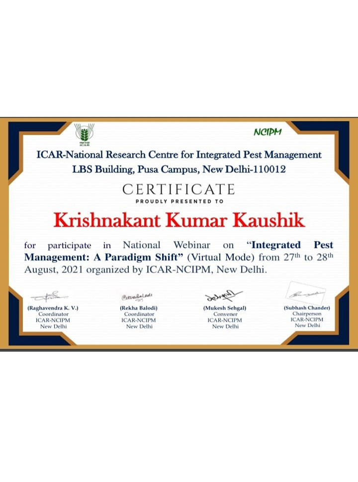 Expert integrated pest control Licence OF NCIPM